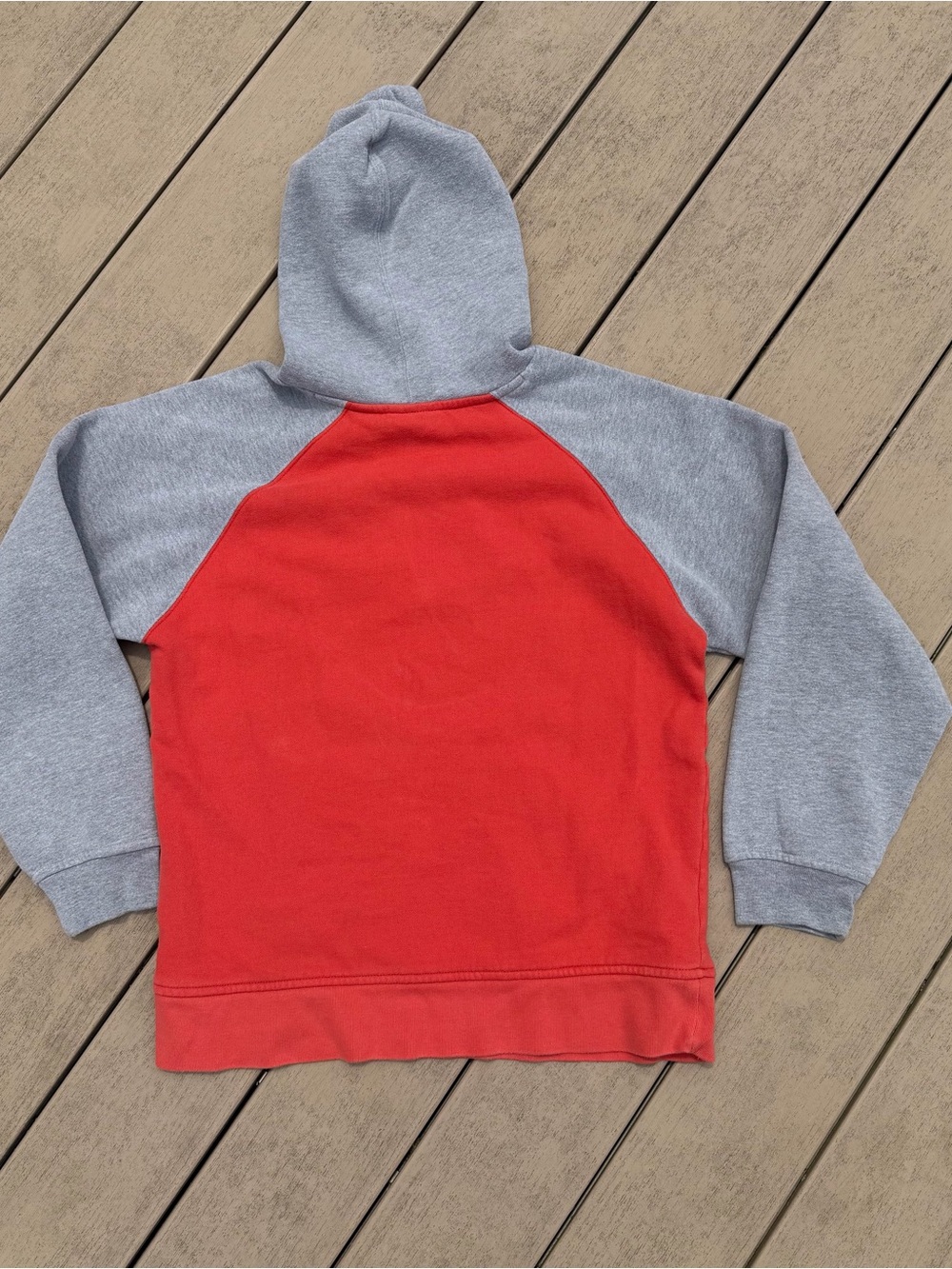 Reebok Embroidered Logo Hoodie Boys XL Mens Small Orange Gray Colorblock Y2K - Picture 2 of 7
